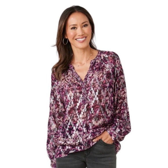 Wit & Wisdom/Democracy Purple Sparkly Blouse 1X - Picture 12 of 12